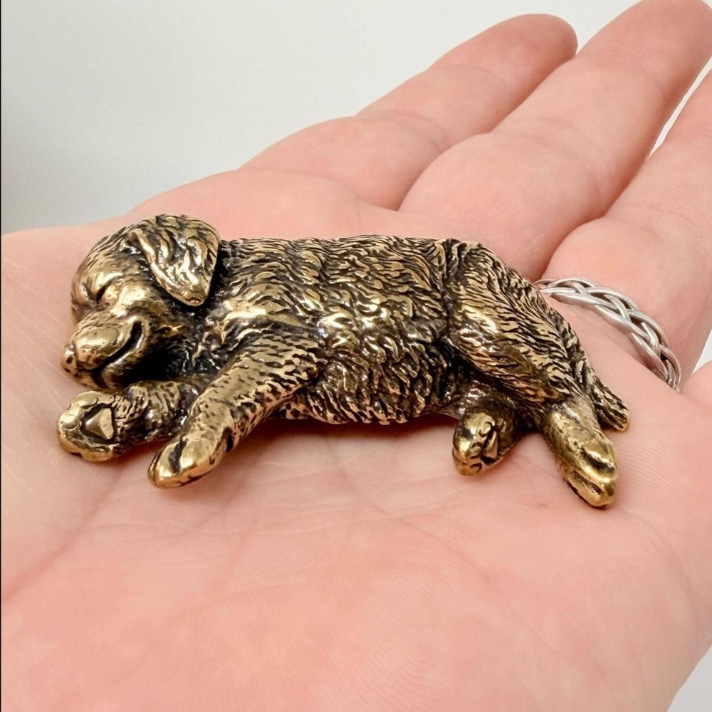 Brass Sleeping Dog Golden Retriever Loyalty‎ Comfort Spirit Animal Altar Totem
